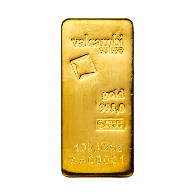 Valcambi 100 oz Au 995 COMEX Gold Cast Bar
