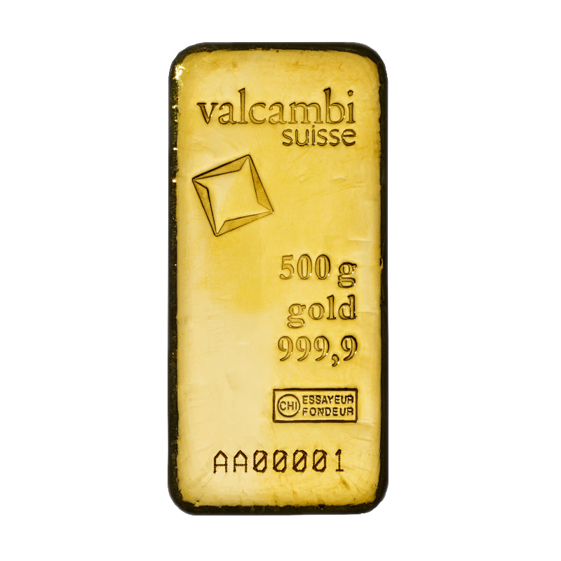 Valcambi 500 g Au 9999 Gold Cast Bar