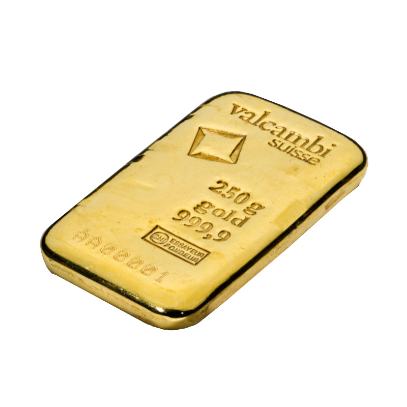 Valcambi 250 g Au 9999 Gold Cast Bar
